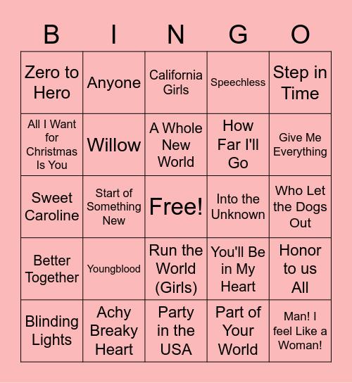 OSA Playlist Bingo Card