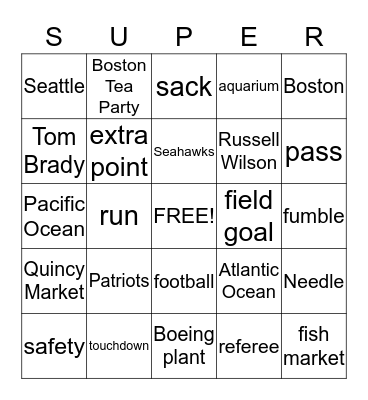 SUPERBOWL 2015 Bingo Card