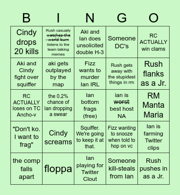 Royal Court BINGO Card