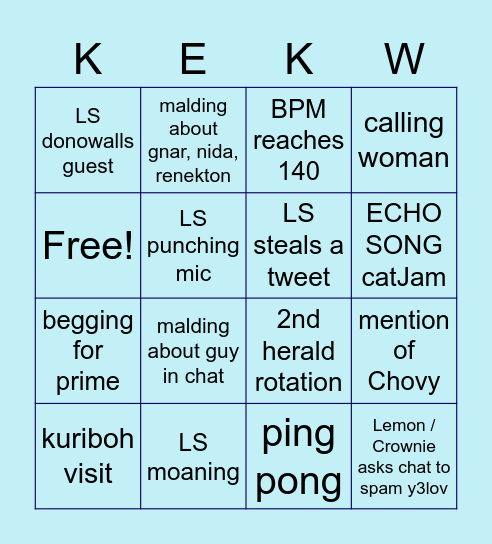 LCS bingo night Bingo Card