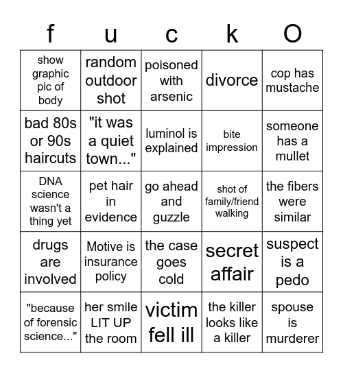 forensic files fuckO Bingo Card