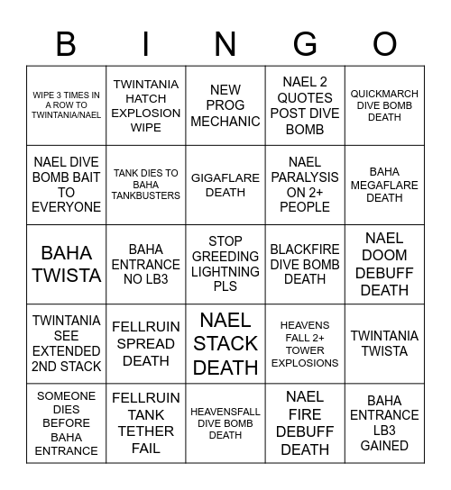 Noobs in Combat Bingo (by WhitetheCa) Bingo Card