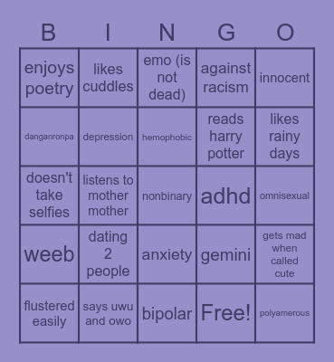 rxse ♡︎#8957 (discord) Bingo Card