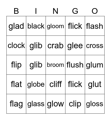 Super Learn 039 Blends Bingo Card