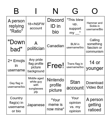 Twitter Bingo Card