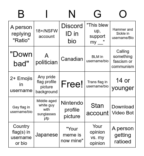 Twitter Bingo Card