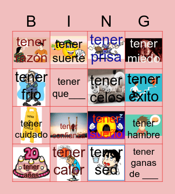 Tener idioms Bingo Card