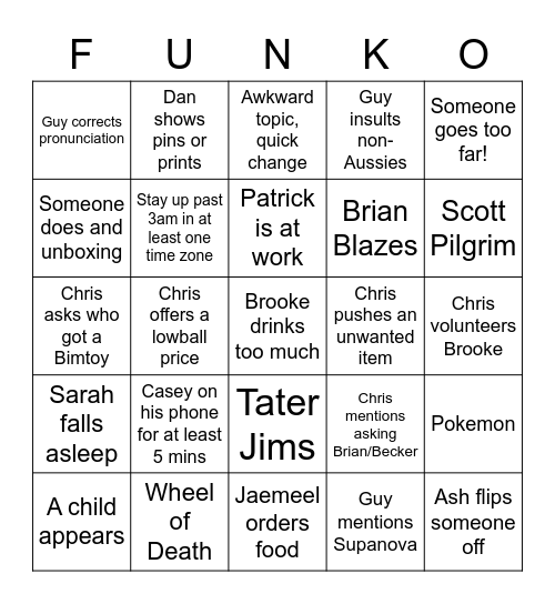 Happy Hour Bingo Card