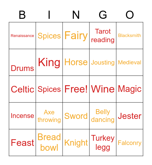 Huzzah! Bingo Card