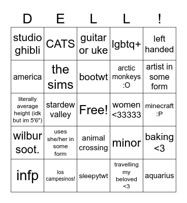 my bingo :P Bingo Card