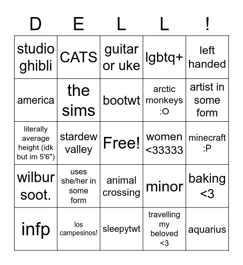 my bingo :P Bingo Card