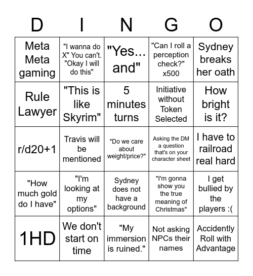 Blingo Bingo Card