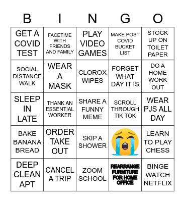 QUARANTINE Bingo Card