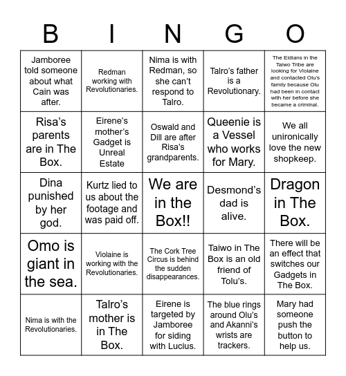 Field Squad Bingo ! Bingo Card