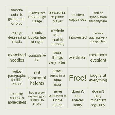 i am crow Bingo Card
