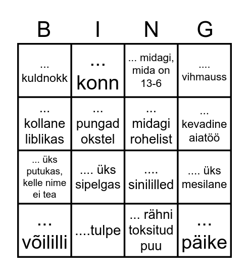 Kevade bingo - märka ja leia... Bingo Card