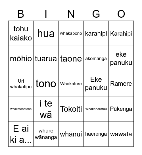 L2 WHK Part 1 Bingo Card