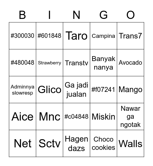 Jumsih Bingo Card