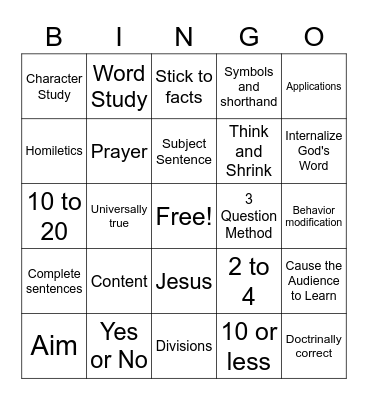 Passage Discovery Bingo Card