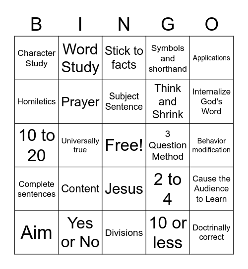 Passage Discovery Bingo Card