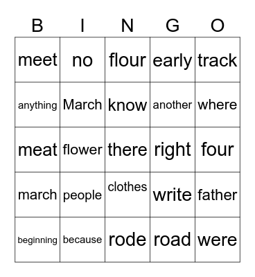 Lists 21-23 Bingo Card