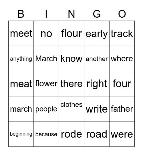 Lists 21-23 Bingo Card