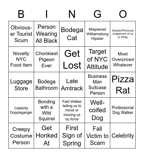 NYC Bingo Card