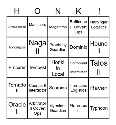 T9 HONK! CARD Bingo Card