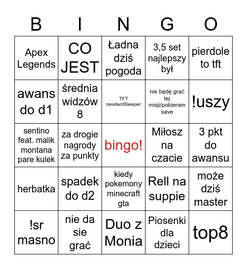 KukiStreamBingo Card