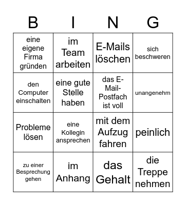 Im Büro - Computerprobleme Bingo Card