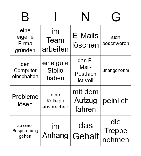 Im Büro - Computerprobleme Bingo Card