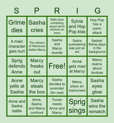 Amphibia S2b Bingo Card