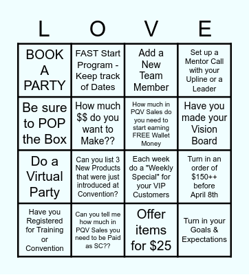 LOVEWINX - MEETING Bingo Card