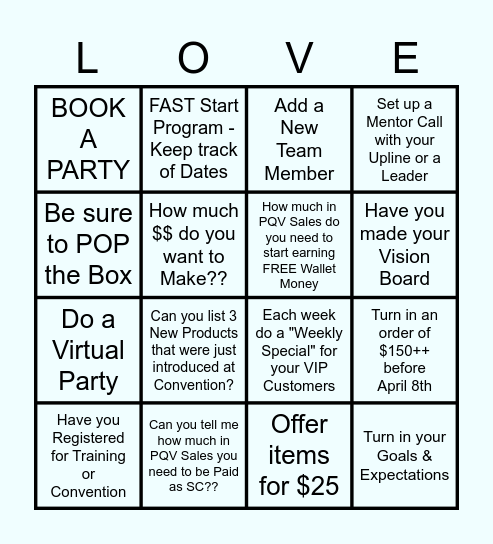 LOVEWINX - MEETING Bingo Card