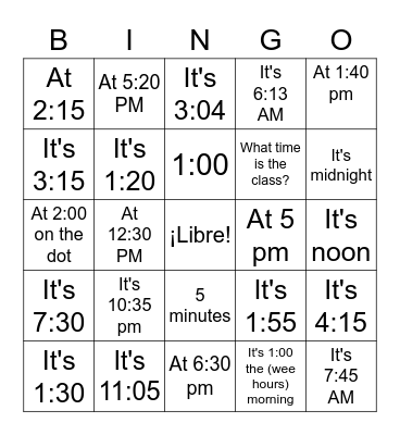La Hora- SRA DEAN Bingo Card