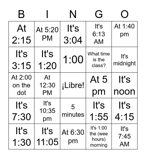 La Hora- SRA DEAN Bingo Card