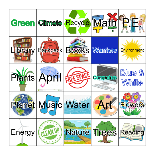 Big Hollow Earth Day Bingo Card