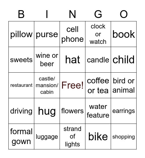 Hallmark Movie Bingo Card