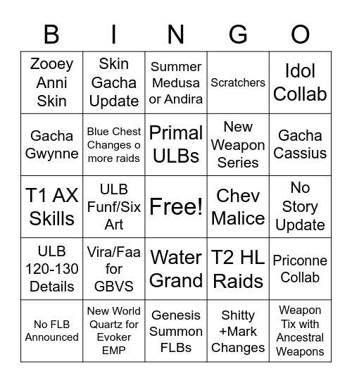 Clownery 2021 Bingo Card