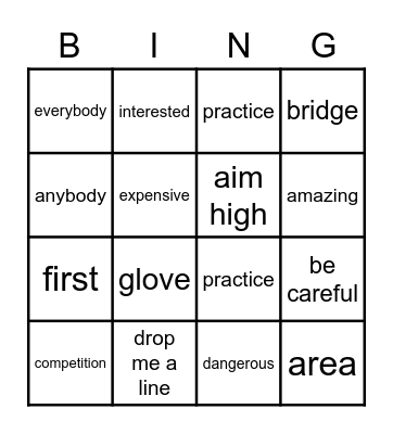 Way to Go- Unit 2 Bingo Card