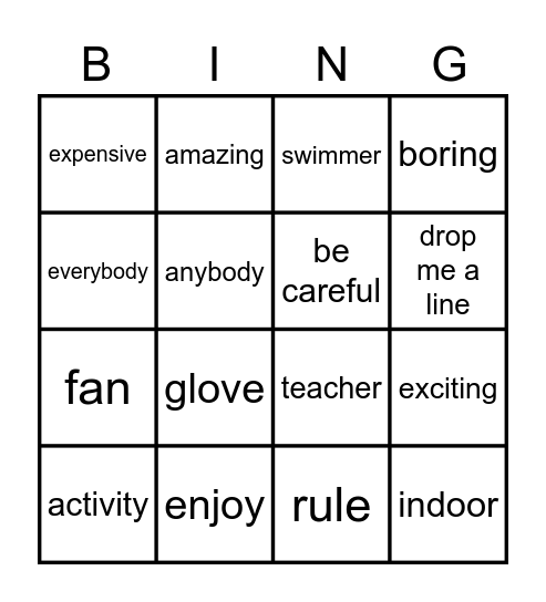 Way to go - Unit 2 Bingo Card