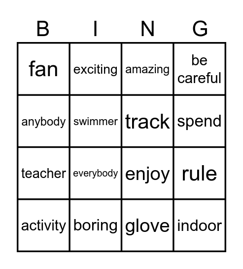 Way to Go- Unit 2 Bingo Card
