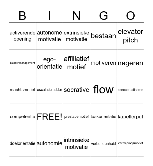 Leren door Motiveren Bingo Card
