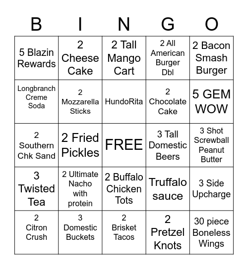 Server Bingo Card