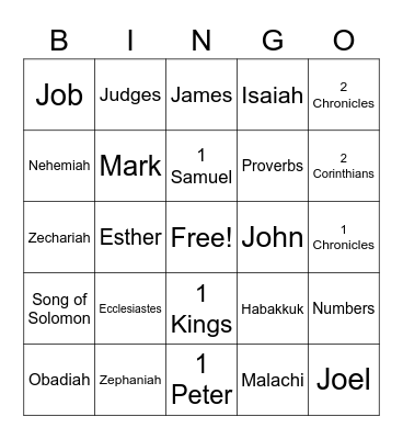 BIBLE BINGO Card