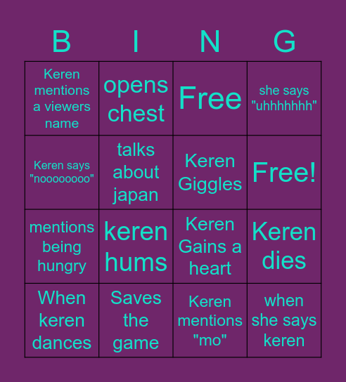 Cosmic Kern Bingo Card