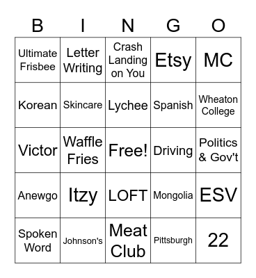 version 2 Bingo Card