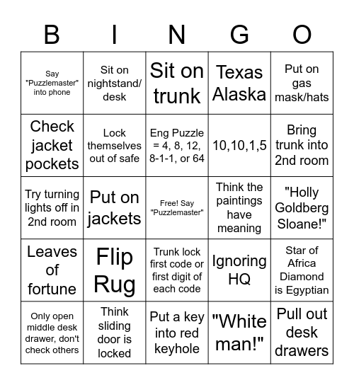 Puzzlemaster Bingo Card