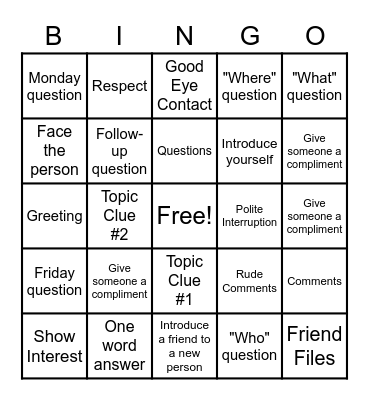 Conversation Bingo Card