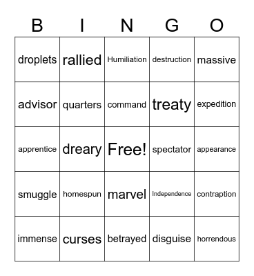 Vocab Bingo Card